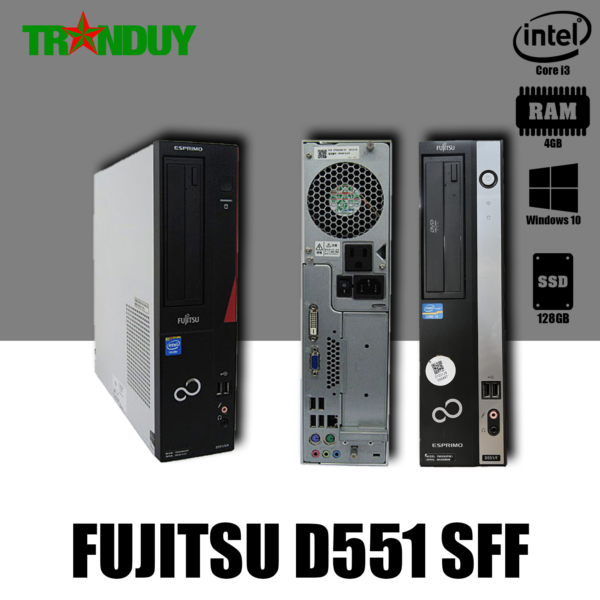 Máy bộ Fujitsu D551 SFF Core i3-3220 (Ram 4GB/SSD 128GB/DVD/Free OS)