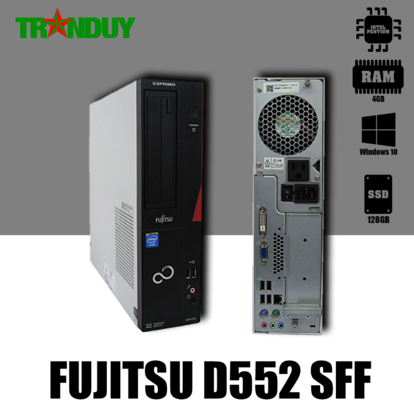 Máy bộ Fujitsu D552 SFF Pentium G3250 (Ram 4GB, SSD 128GB, DVD,Free OS)