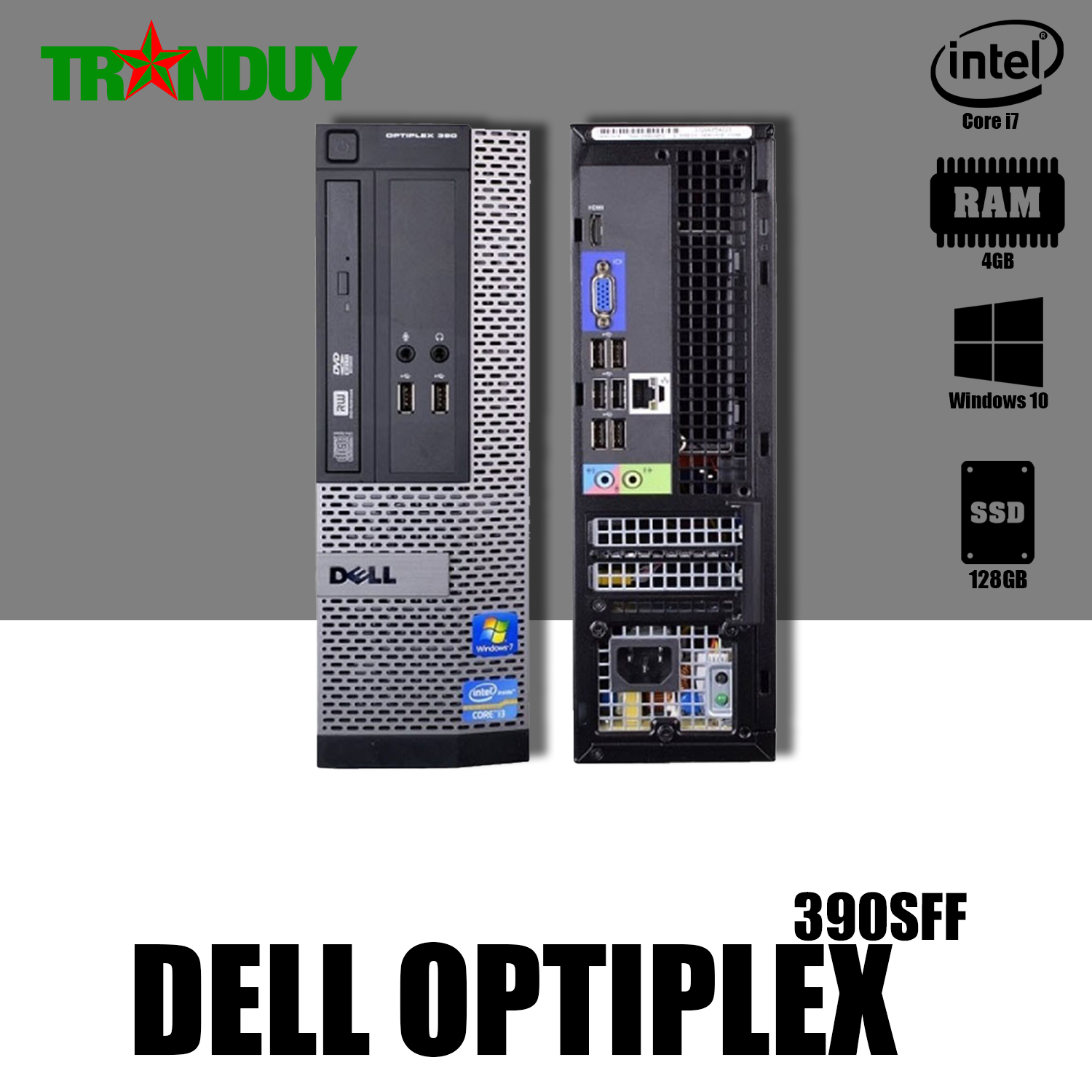 Máy bộ Dell Optiplex 390 SFF core i7-2600 (RAM 4GB/SSD 128GB/DVD/FREE OS)