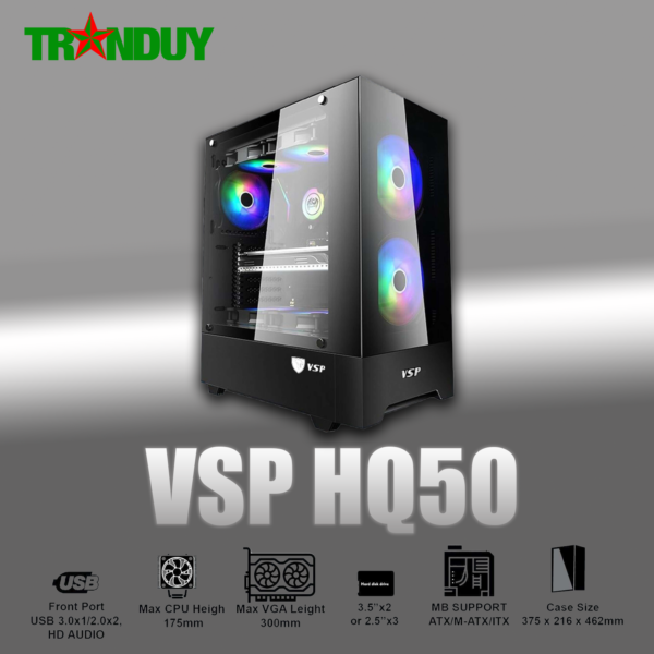 Vỏ Case máy tính Gaming VSP HQ50 Black