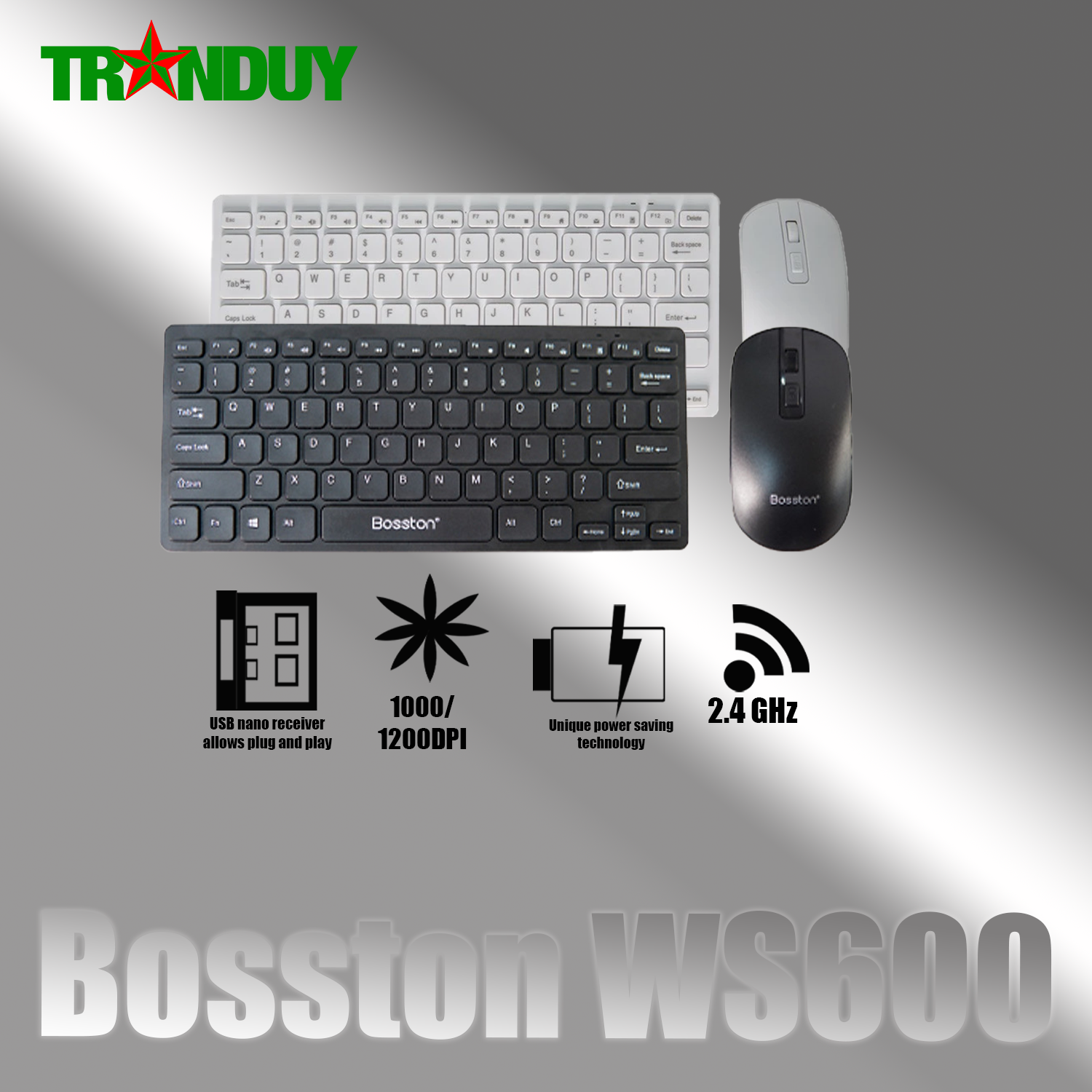 Bộ Phím chuột Ko Dây Mini Bosston WS600