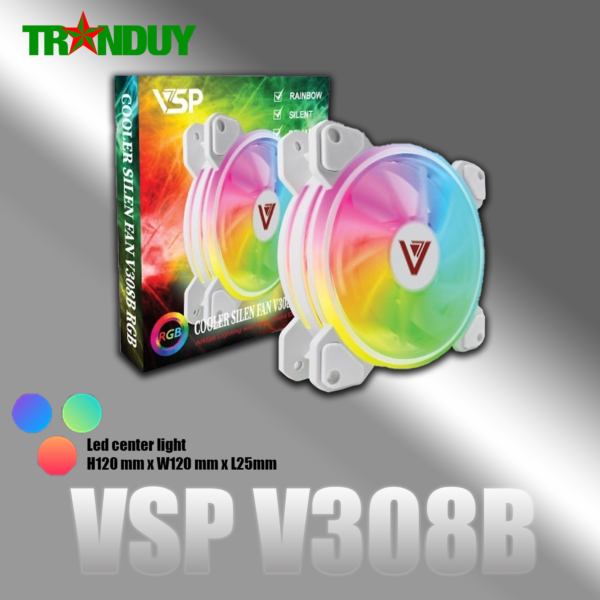 Fan VSP V308B Trắng LED RGB
